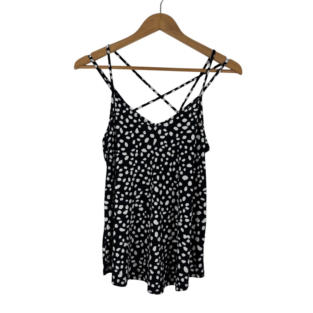 Papermoon Women’s Size XS Black White Polka Dot Basima Strappy Knit Top New